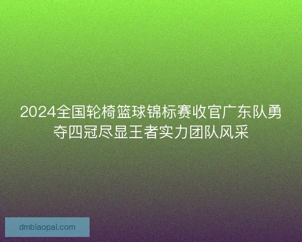 2024全国轮椅篮球锦标赛收官广东队勇夺四冠尽显王者实力团队风采